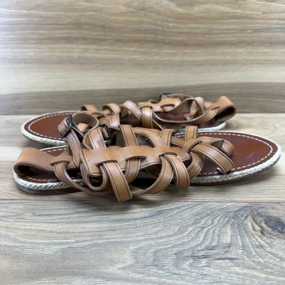 Christian Louboutin Strappy Ankle Strap Sandals 8 EU 38 Tan Leather